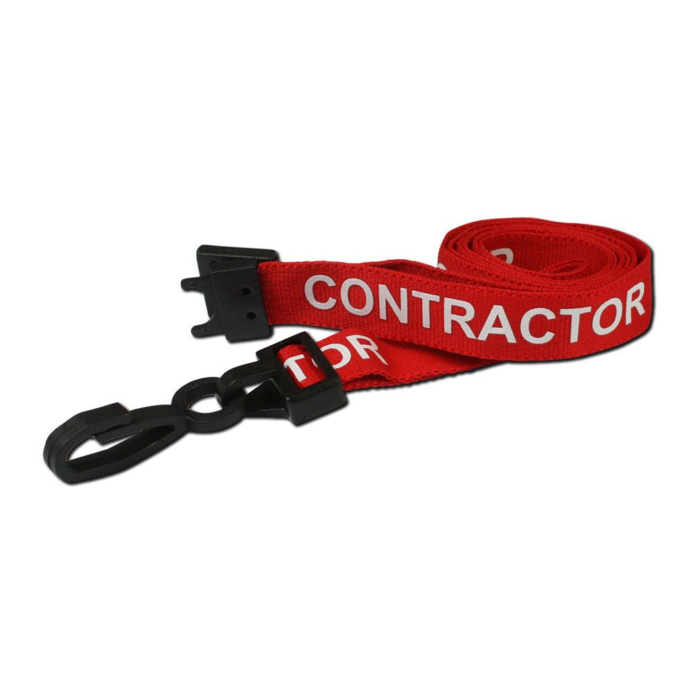 CONTRACTOR lanyards with plastic J clip