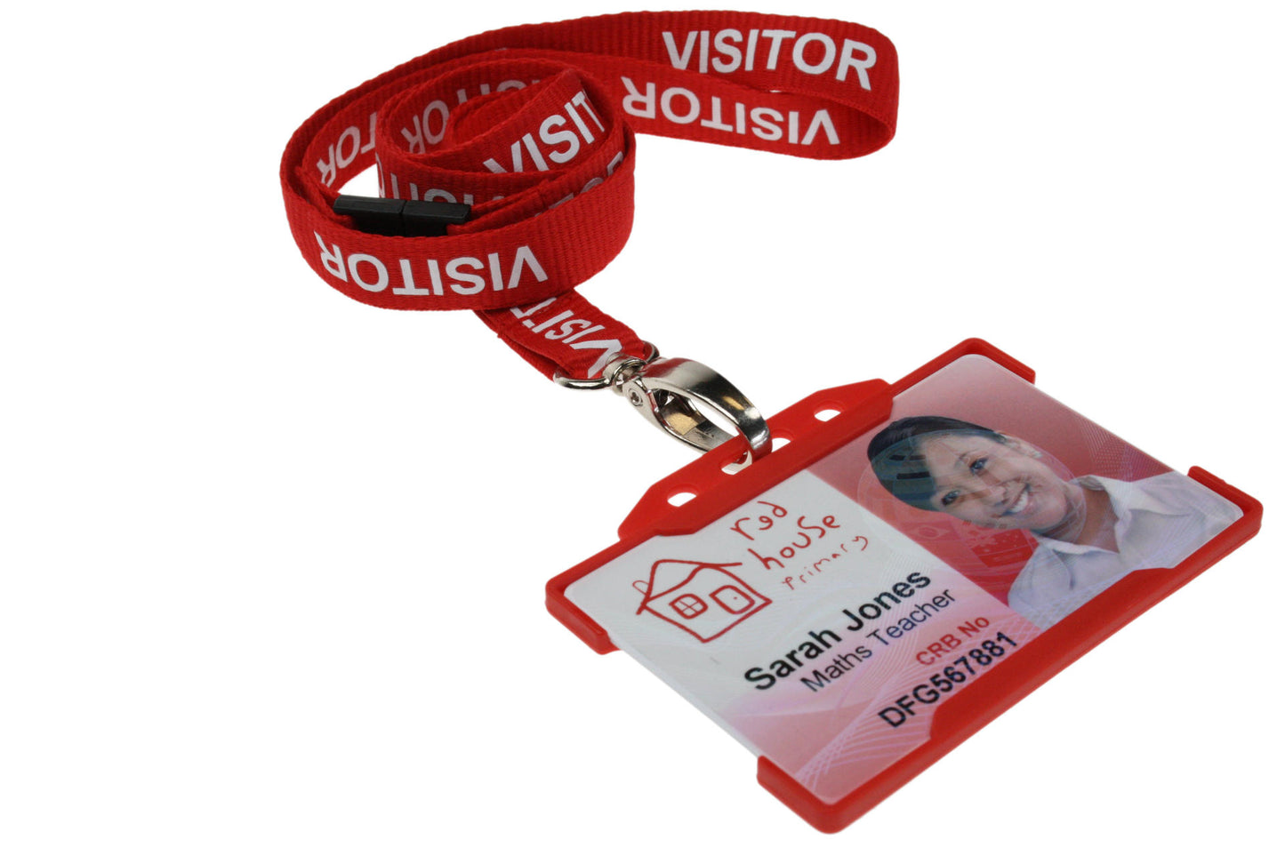 RED VISITOR Lanyard with Metal Clip