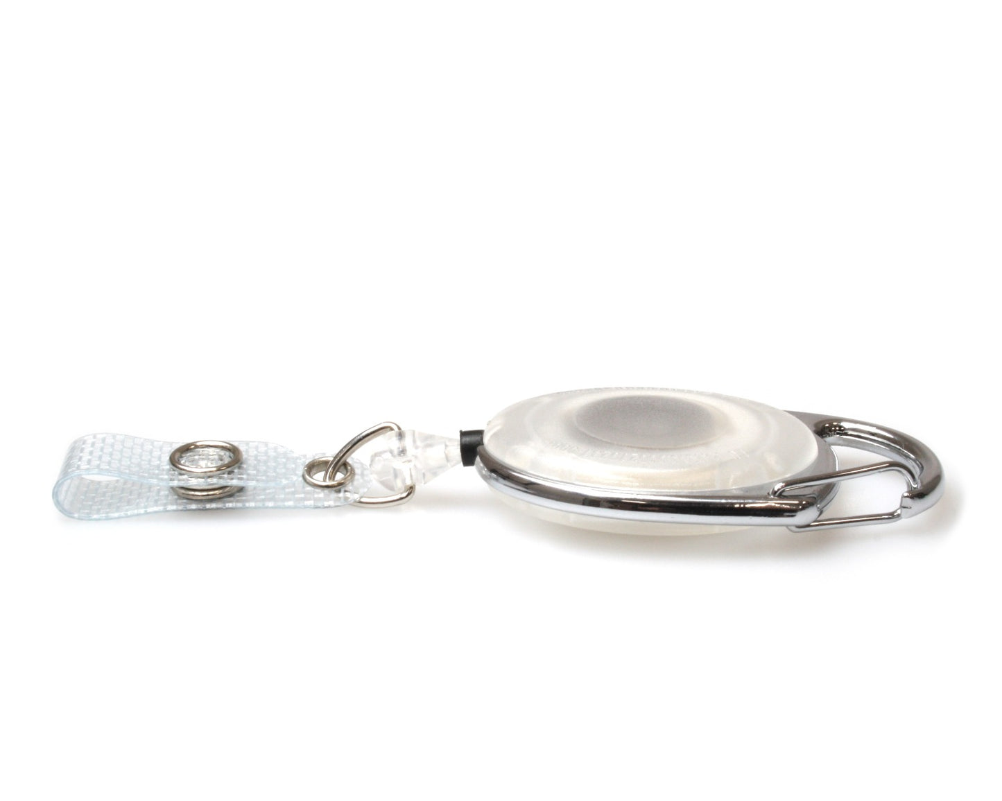 White Translucent Carabiner Badge Reel with Reinforced ID Strap