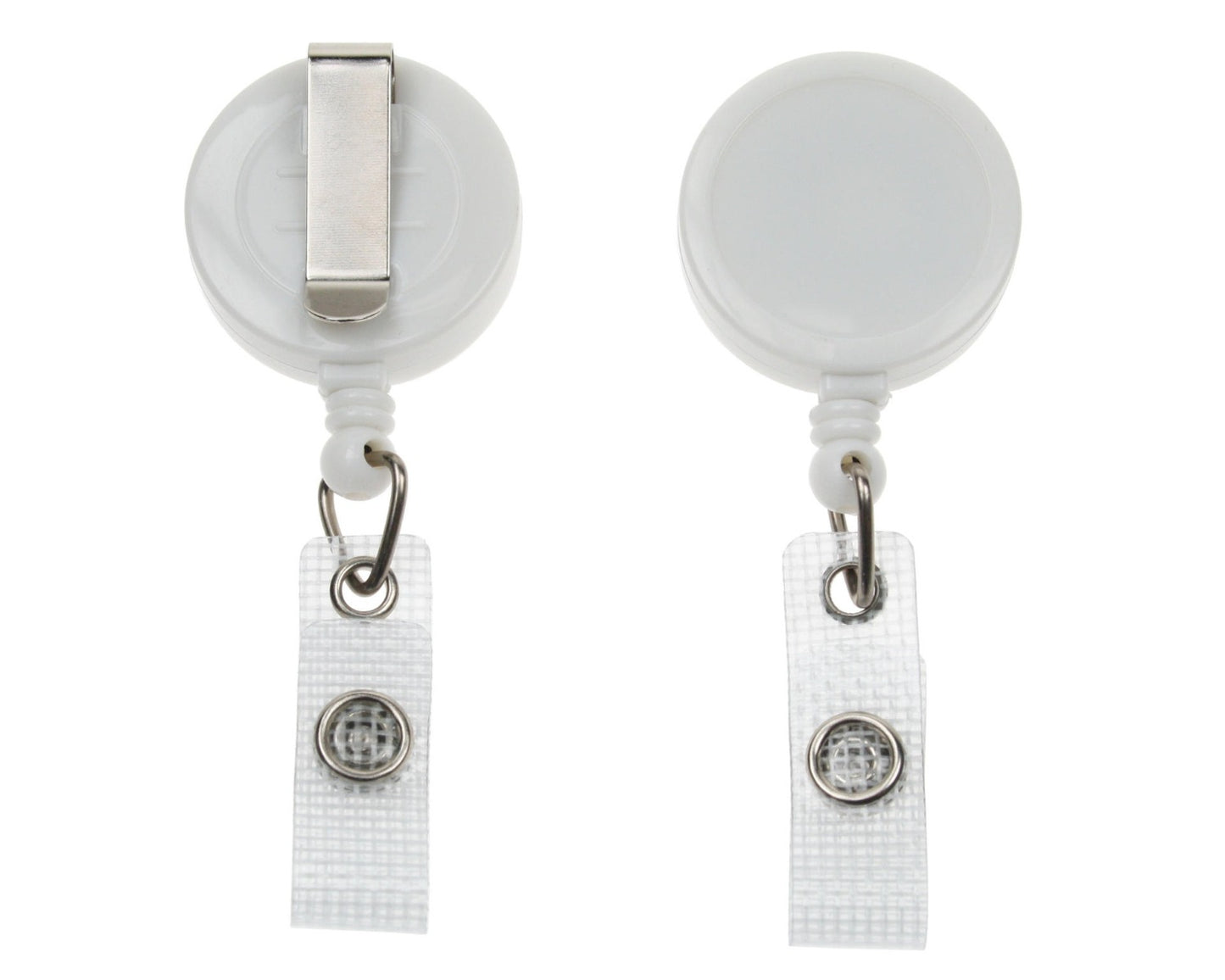 White ID Badge Reel with Strap Clip