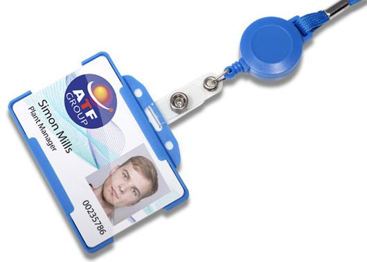 LIGHT BLUE 10mm Safety Lanyard with Retractable Reel with Strap