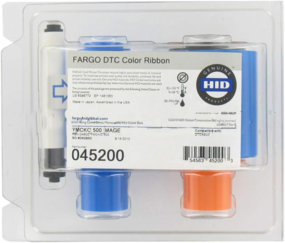 Fargo DTC4500 YMCKO Full Colour Printer Ribbon, 045200 (500 Prints)