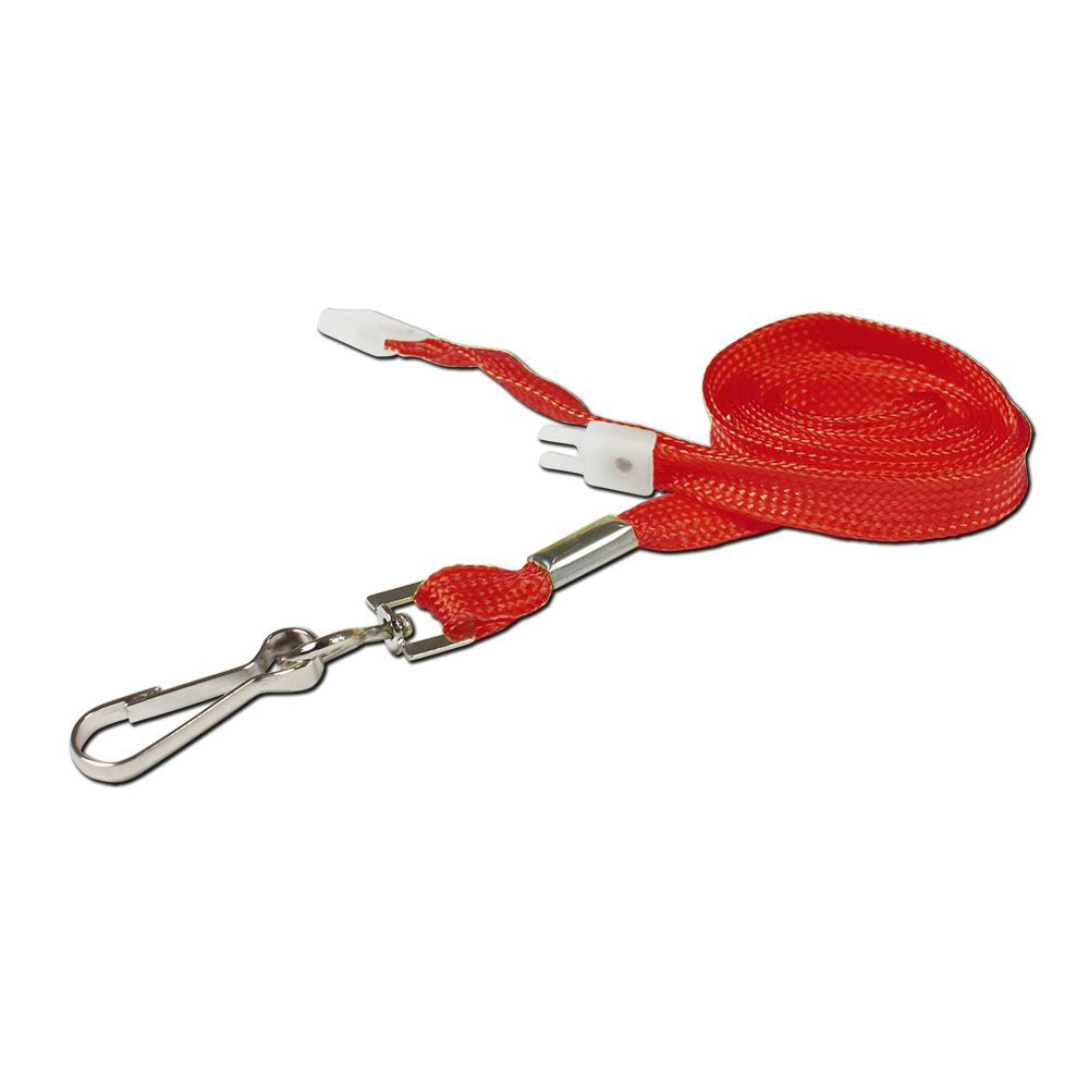 RED 10mm Safety Lanyard with Metal Clip and Breakaway