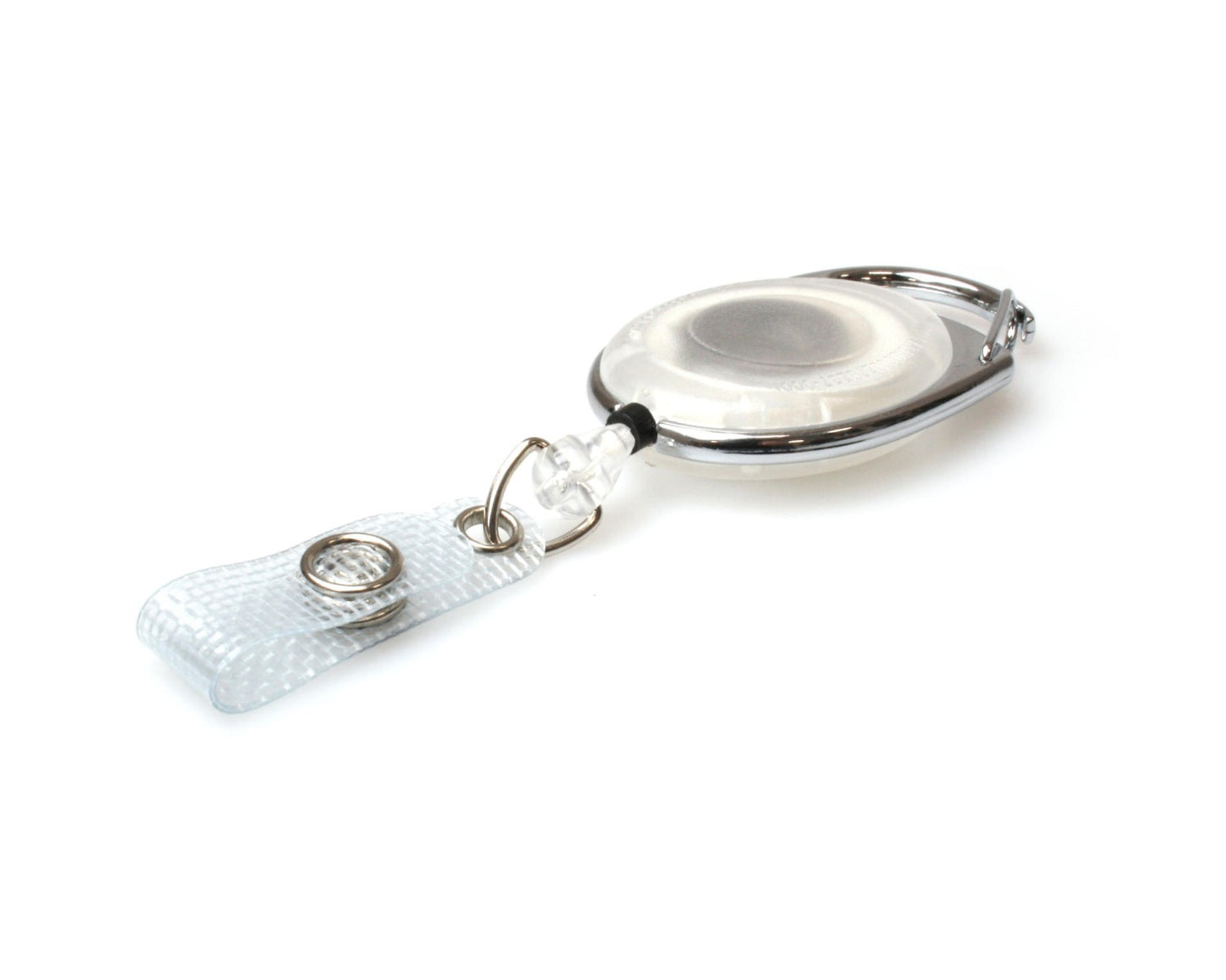 White Translucent Carabiner Badge Reel with Reinforced ID Strap