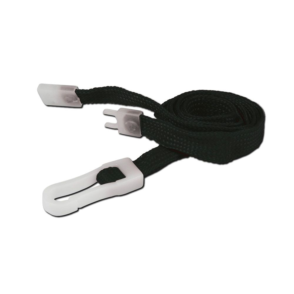 BLACK 10mm Safety Lanyard with Plastic Clip and Breakaway