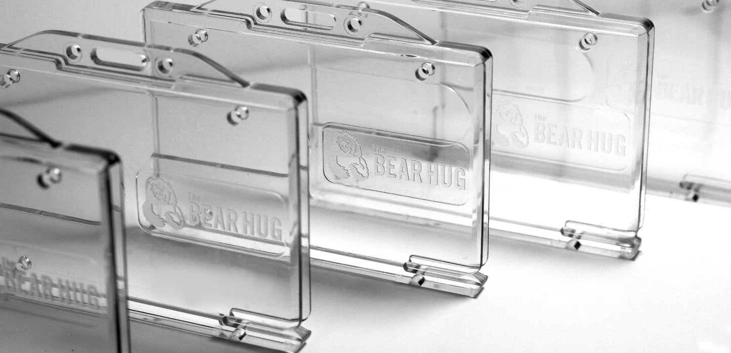 Clear Rigid Enclosed 'Bear Hug' Biodegradable Card Holder – Landscape