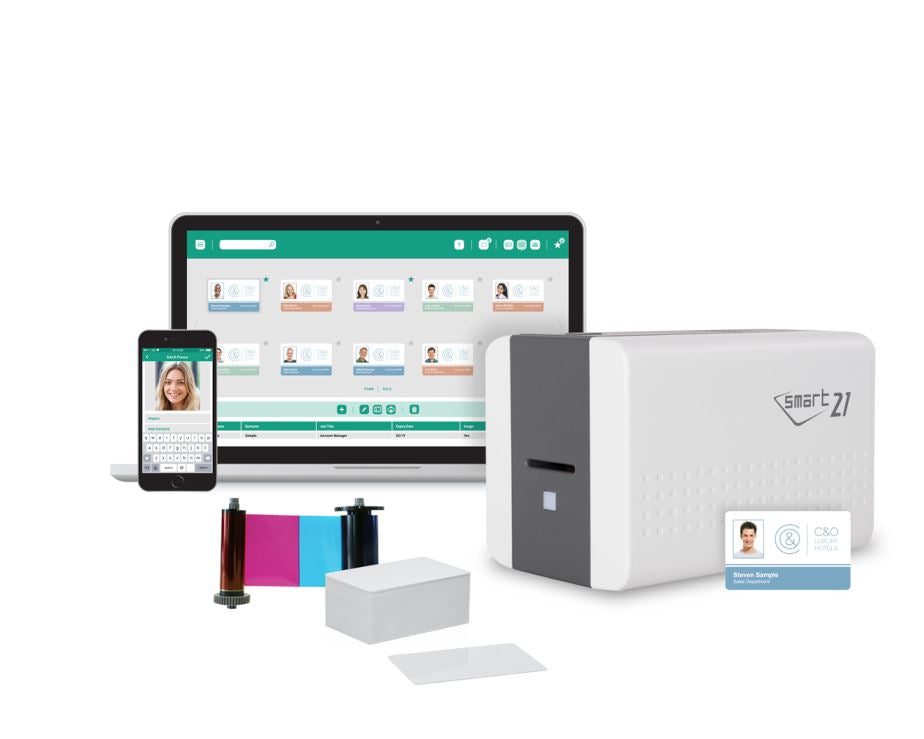 IDP Smart 21 Pro ID Card Printer Bundle (Single-Sided)