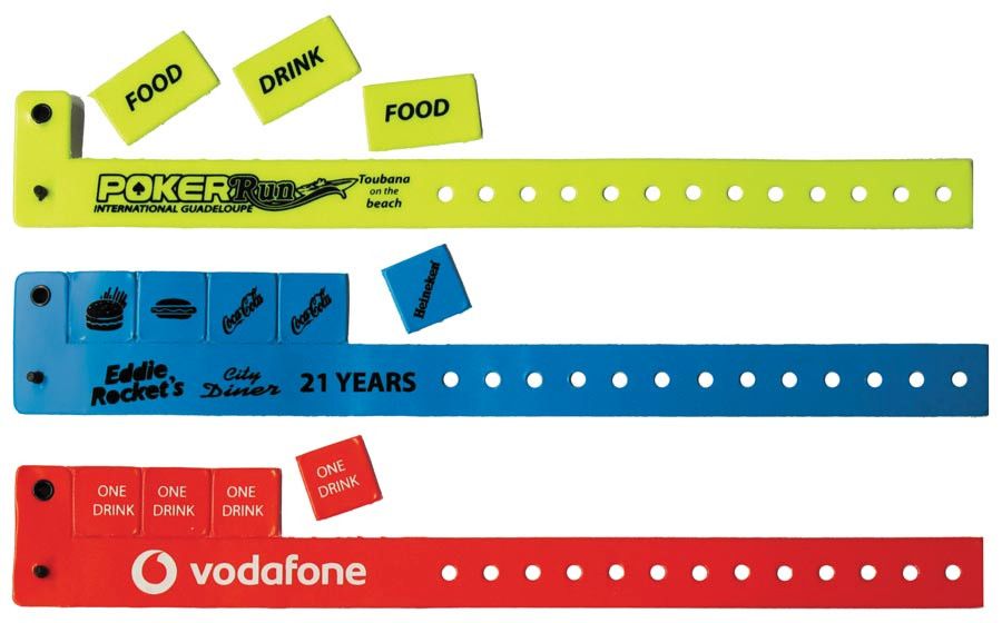 TABBED VINYL WRISTBANDS - SINGLE COLOUR PRINT